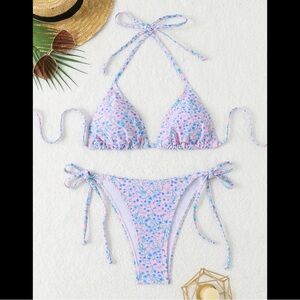 Pink & Blue, Floral, Bikini Set